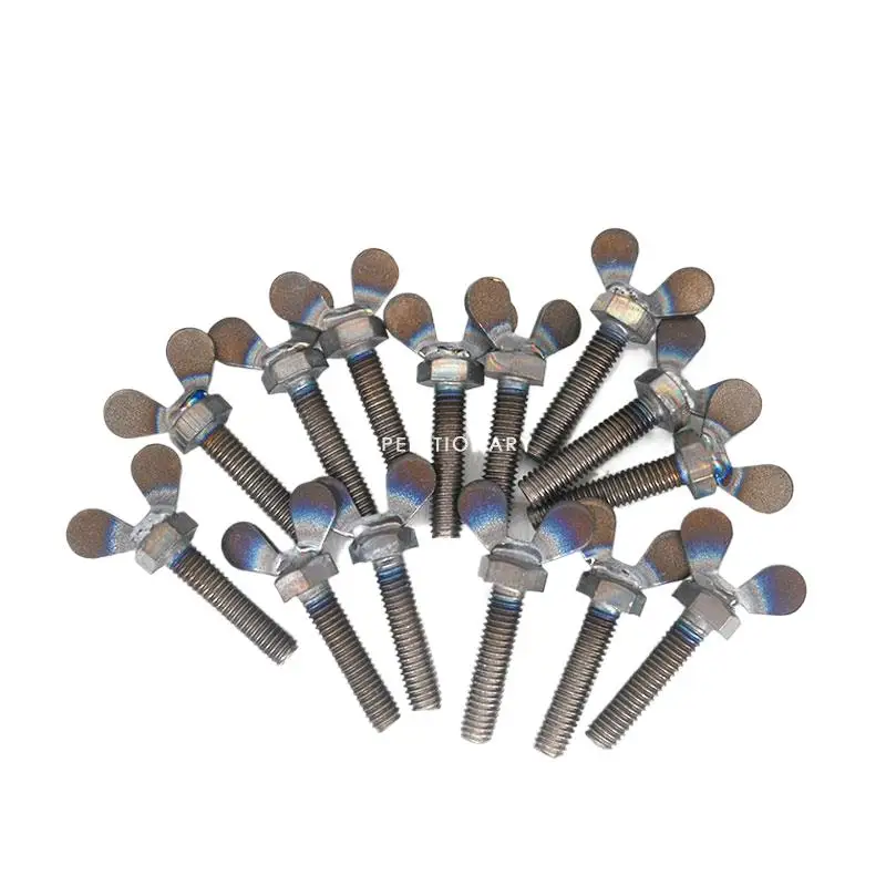 10pcs/lot M5M6M8*L Pure titanium butterfly screw GR2 thumb bolt butterfly nut titanium alloy Hand twist screw and nut