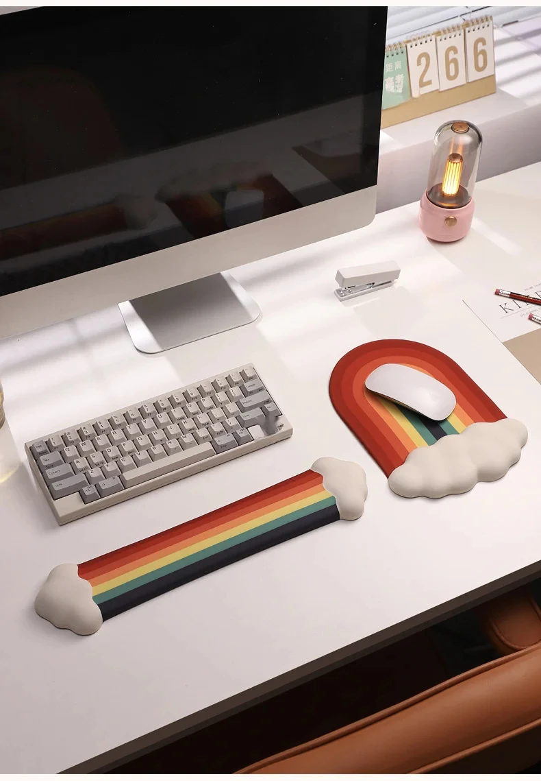 Cloud Rainbow Silikon-Handgelenkauflage Mauspad Ergonomische Schreibtischunterlage für Büro und Gaming 4 Farboptionen 2 Größen – Detail 7
