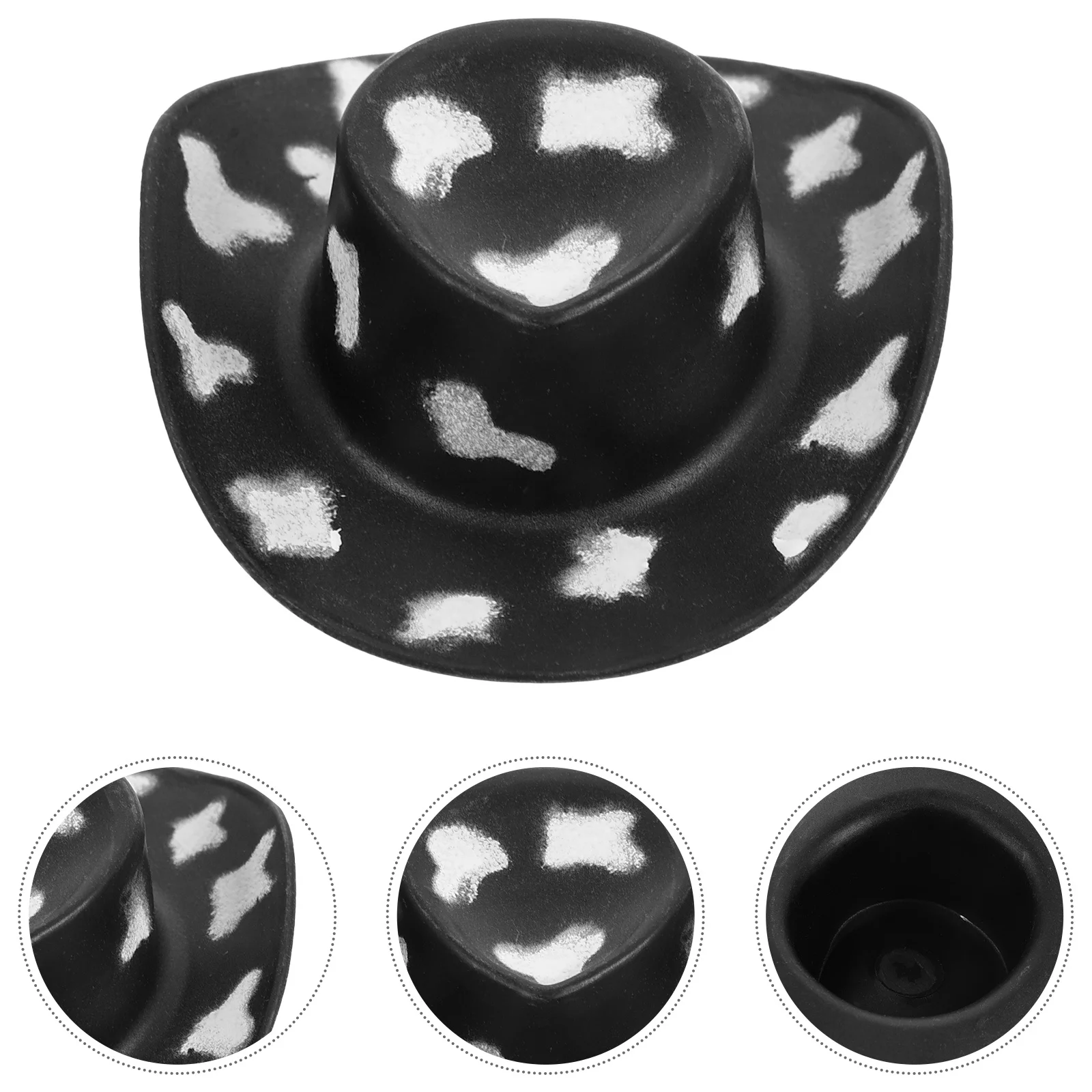 10 szt. Miniaturowe kapelusze kowbojskie, plastikowe małe kapelusze westernowe do rękodzieła DIY, dekoracje na przyjęcia, małe akcesoria dekoracyjne.