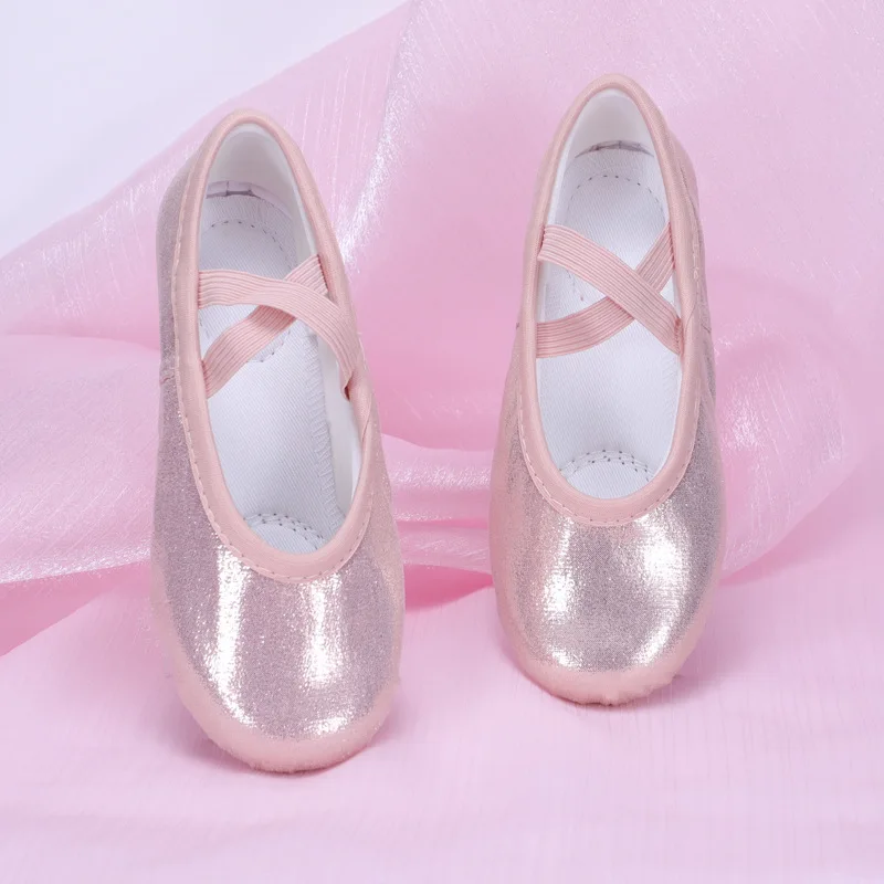 

Женские танцевальные туфли на мягкой подошве, детские розовые танцевальные классические балетки, блестящие мягкие удобные танцевальные туфли 2025 г.