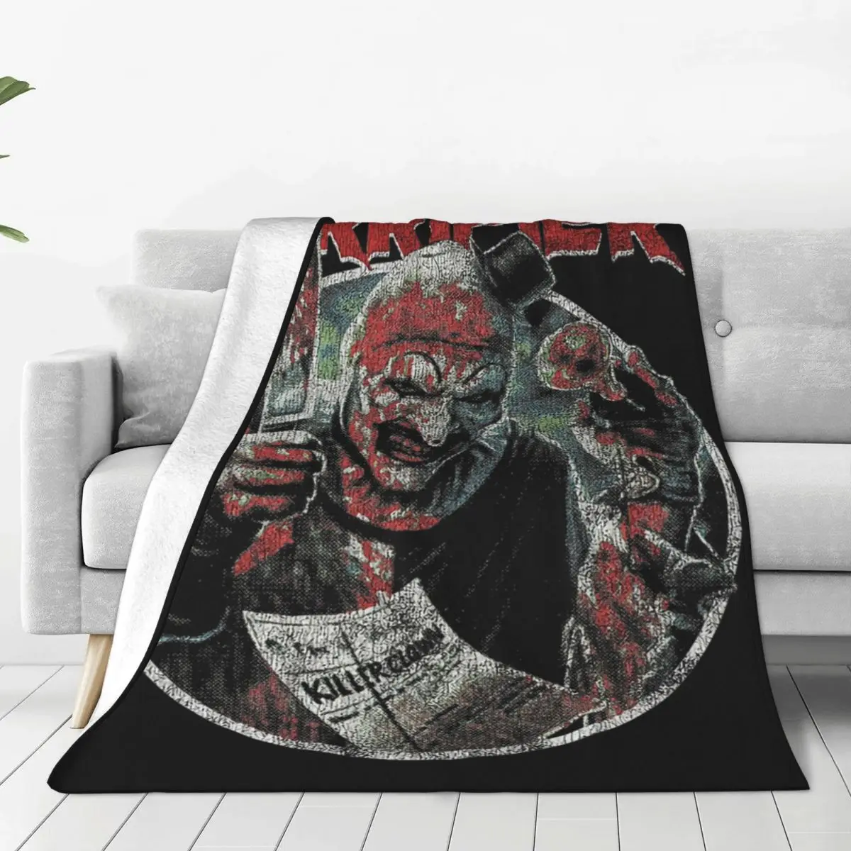 Terrifier Horror Movie Merch Blanket Flannel Home Scary Throw Blankets Comfortable Super Soft for Bedroom Bedspreads