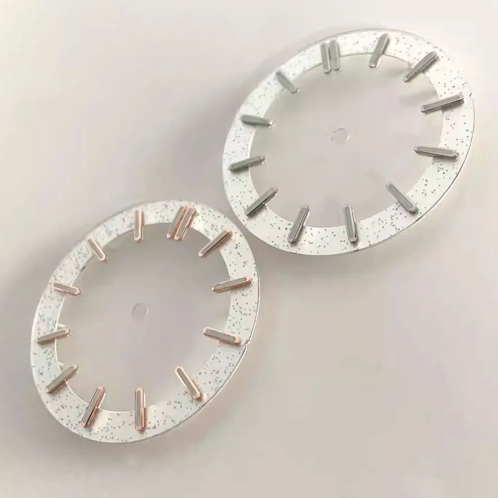 31.8mm Watch Dial Green Luminous Dial for NH70 Movement Round Dials Silver/Rose Nails Watch Face Modified Accessories