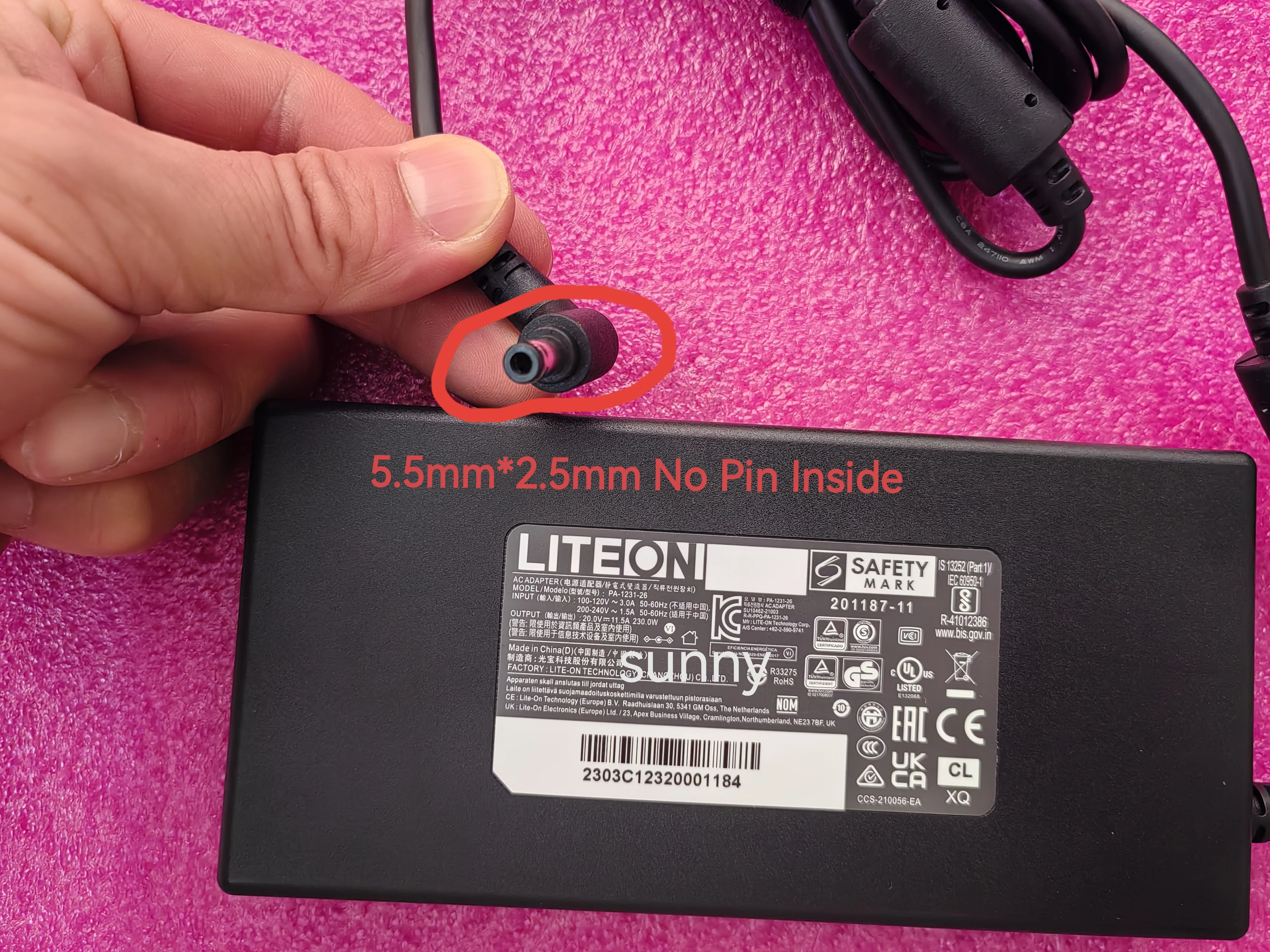 OEM LITEON 20V 11.5A 5.5mm*2.5mm 230W PA-1231-26 For Origin Eon-16 S  EON16-S Laptop RTX4070 Original Slim AC Adapter NEW