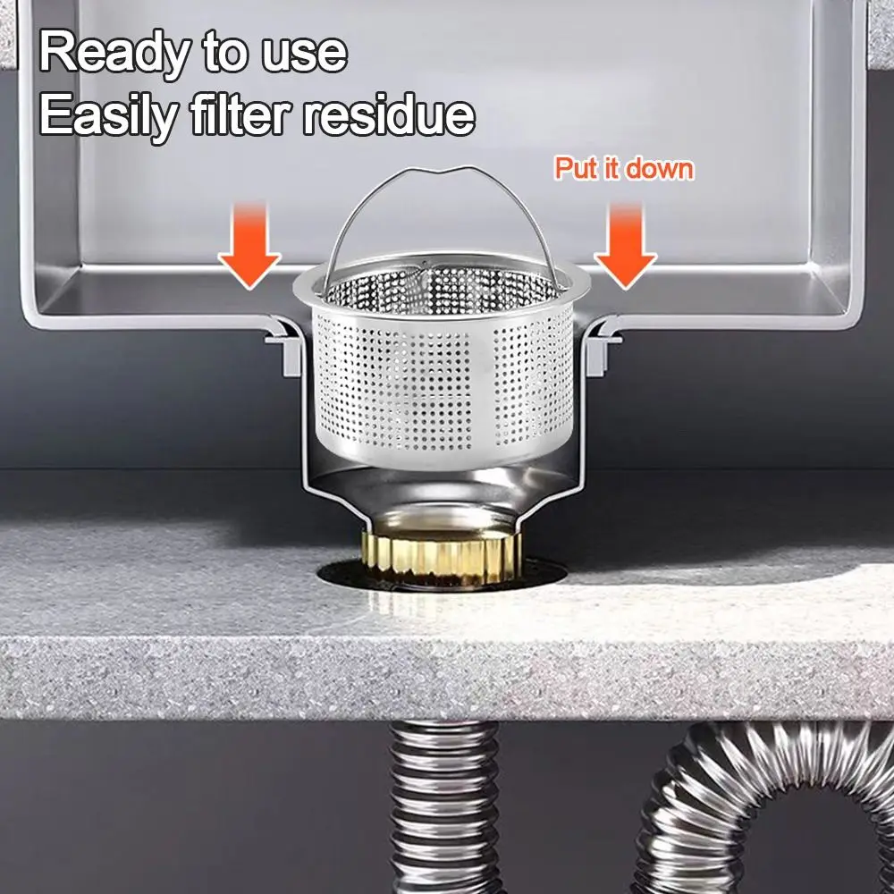 

Stainless Steel Sink Strainer Round Shape Hair Catcher Floor Waste Filter Net Anti-blocking Waste Catcher