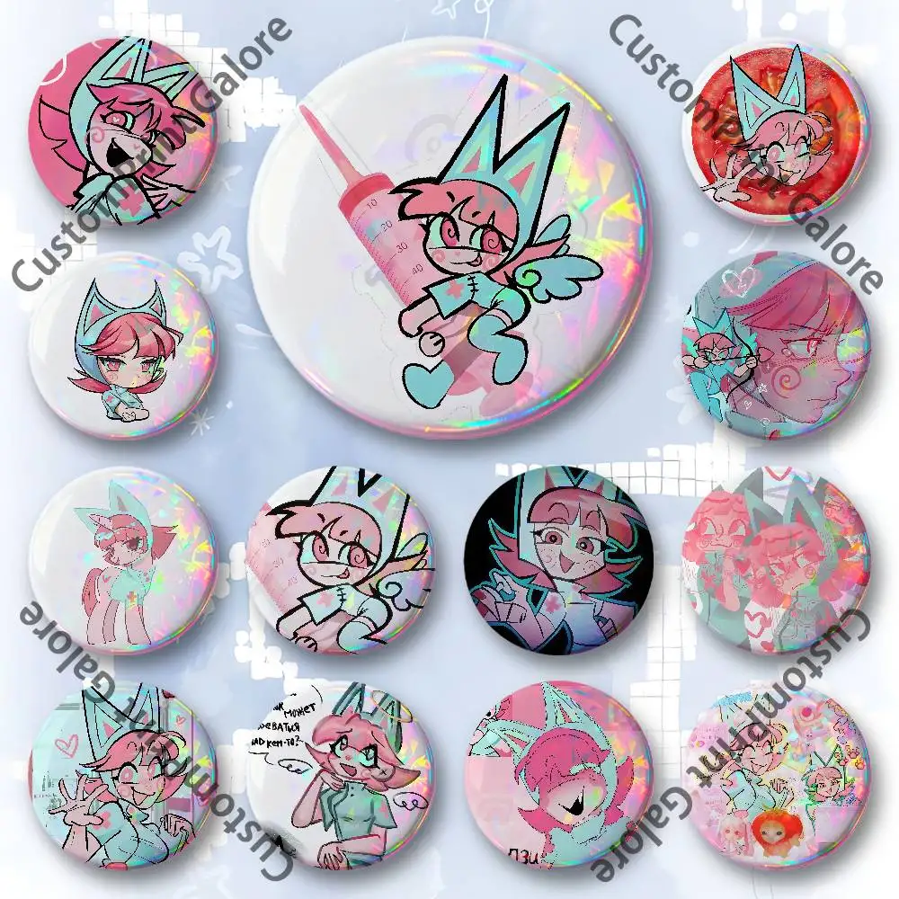 

P-Psychocuties Strawberry Badges 58 44 32 75 25 mm Enamel Pin Tinplate Round Brooch Cosplay Nijigen Otaku Culture