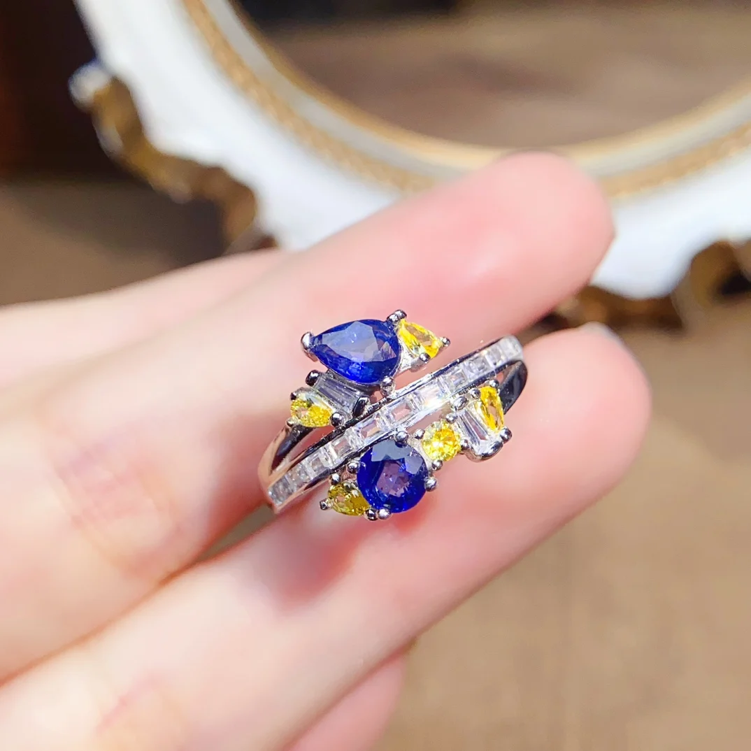 

Кольцо с натуральным сапфиром 4*6 мм, стерлинговое серебро S925, сертификат, трендовый дизайн, изысканные модные очаровательные свадебные украшения для женщин FS