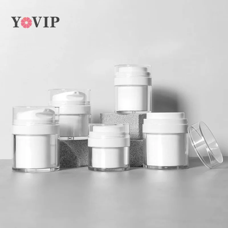 Draagbare 1Pc 15/30/50G Navulbare Cosmetische Pot Crème Blikjes Vacuüm Fles Persstijl Crème Pot Flesjes Airless Cosmetische Container