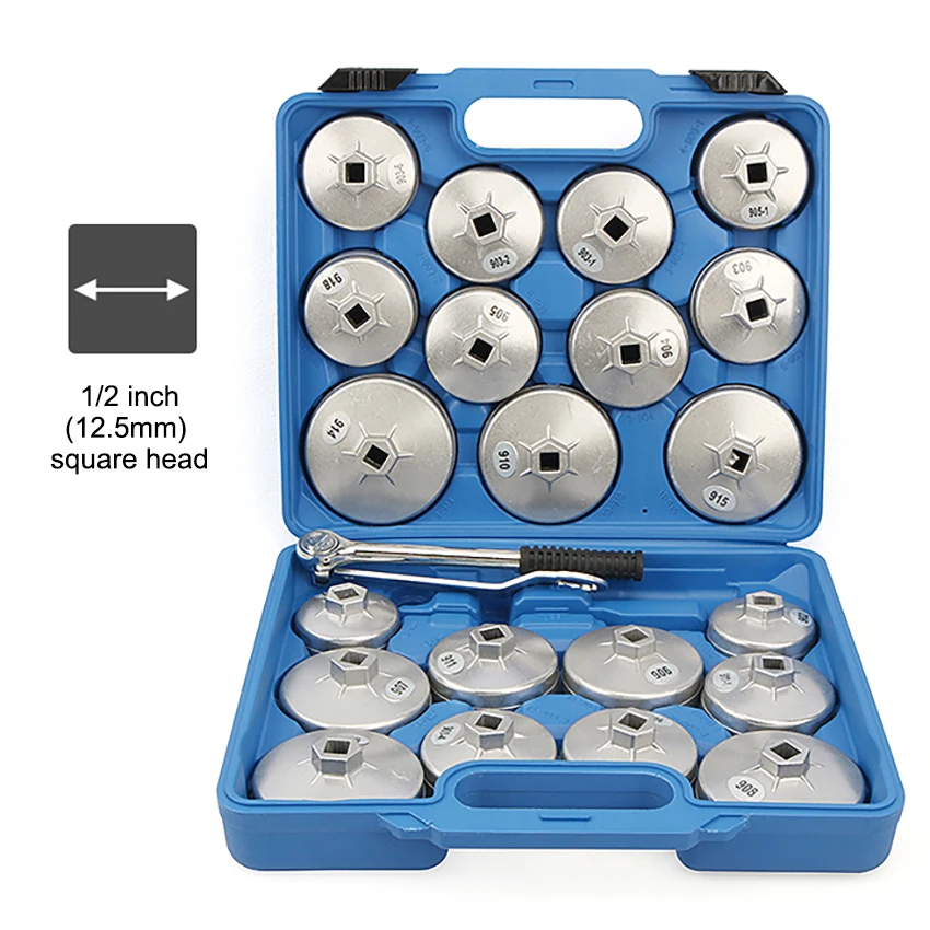 

23 Pcs/Set Oil Filter Cap Removal Wrench Socket Set Ratchet Spanner Cup Type Disassembly Tool