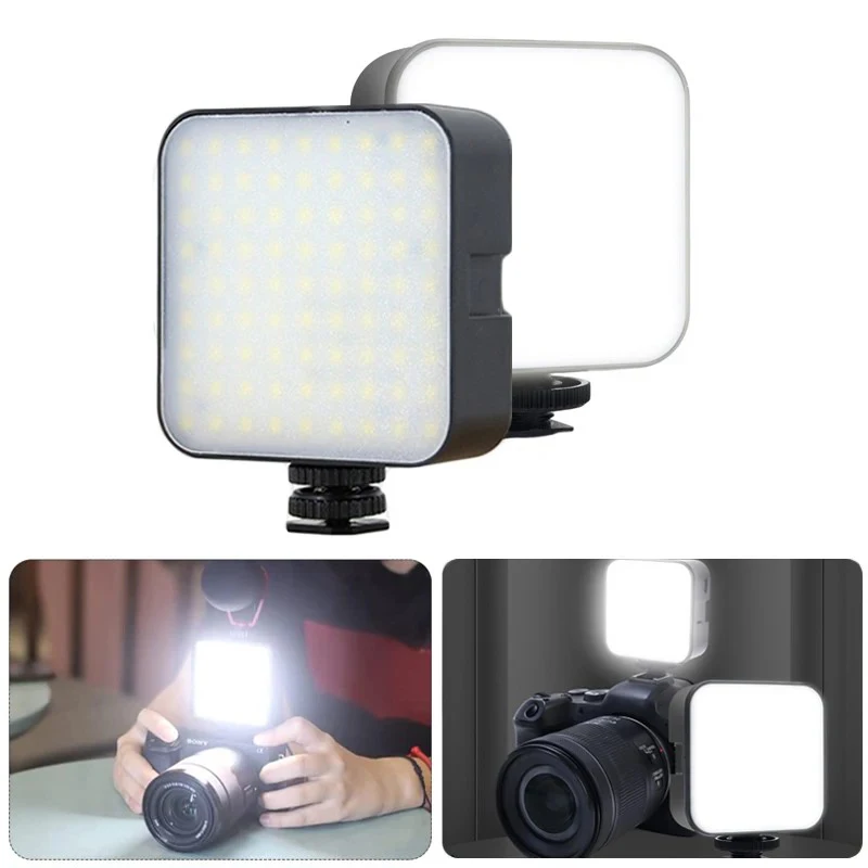 Mini LED Selfie Video Light Portable Photography On-Camera 6500K Bi-Color Lighting Cold Shoe for DSLR Cam Camcorder Gopro Vlog