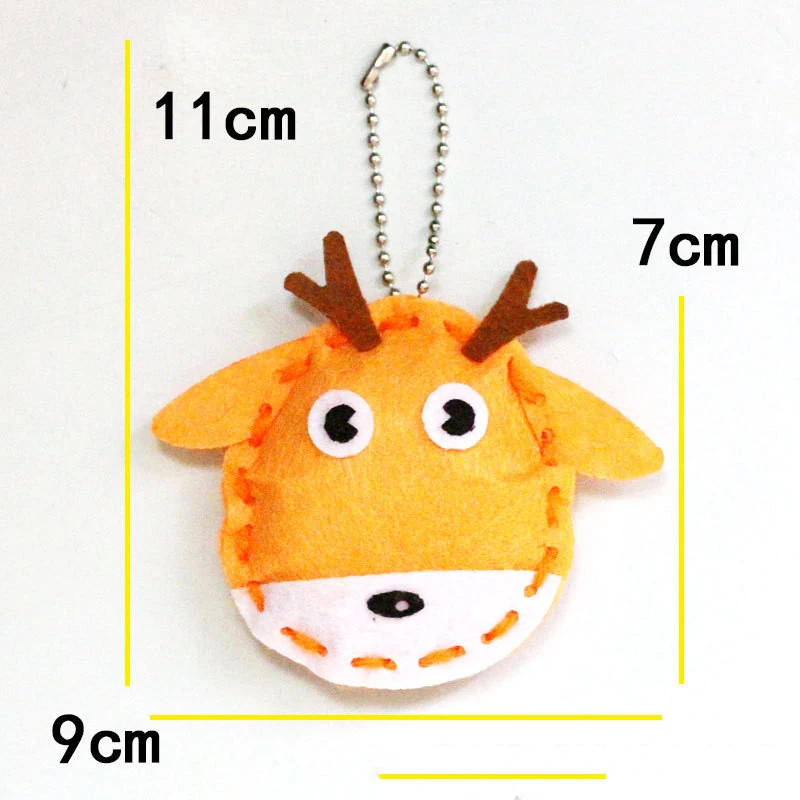 5Pcs/lot Kids Handcraft Toys Non-woven Fabric Cartoon Animal DIY Creative Handmade Bag Keychain Ornaments Arts Crafts Kits Gifts