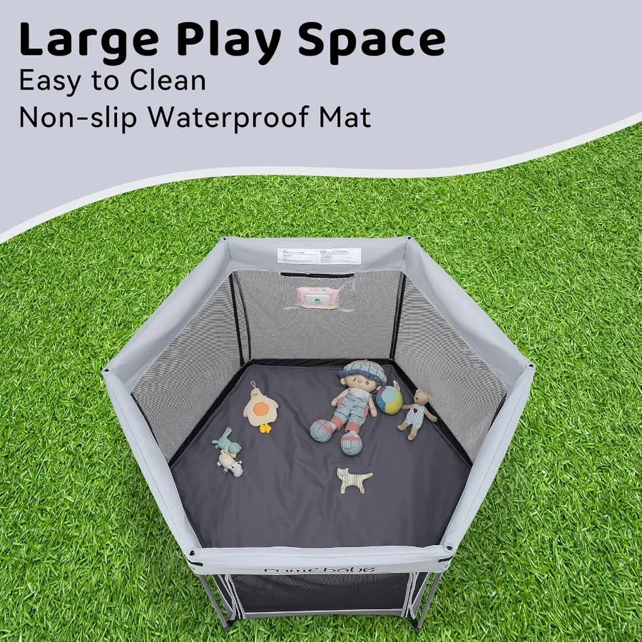 Box per bambini con baldacchino di protezione solare per uso interno ed esterno Cortile da gioco sicuro per neonati e bambini piccoli con porta con cerniera