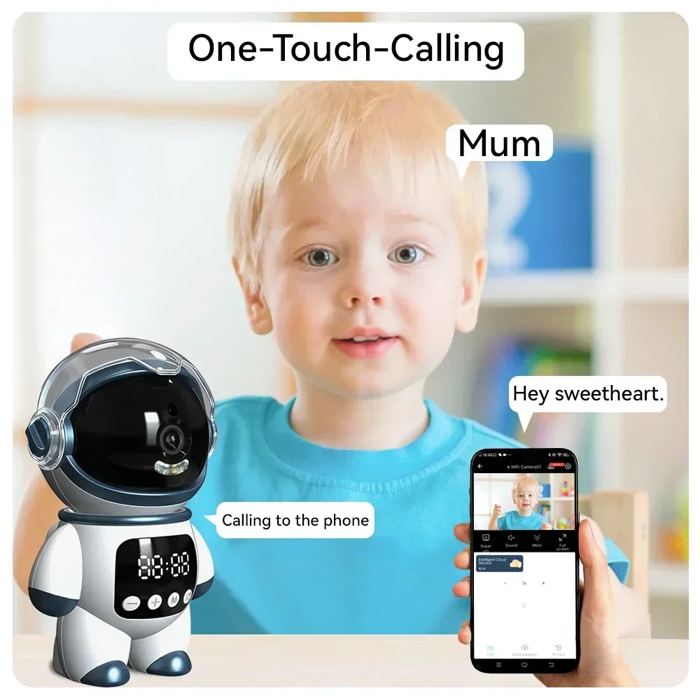 Telecamera IP PTZ Wireless Tuya Smart Astronaut 5MP WiFi, Robot Monitor per Bambini da Interno con Audio Bidirezionale e Rilevamento Movimento