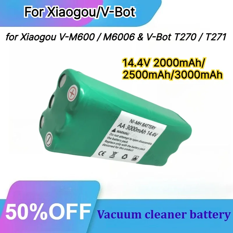 для роботов Xiaogou V-M600 / M6006 и V-Bot T270 / T271 перезаряжаемая батарея 14.4В 3000мАч 3-контактная