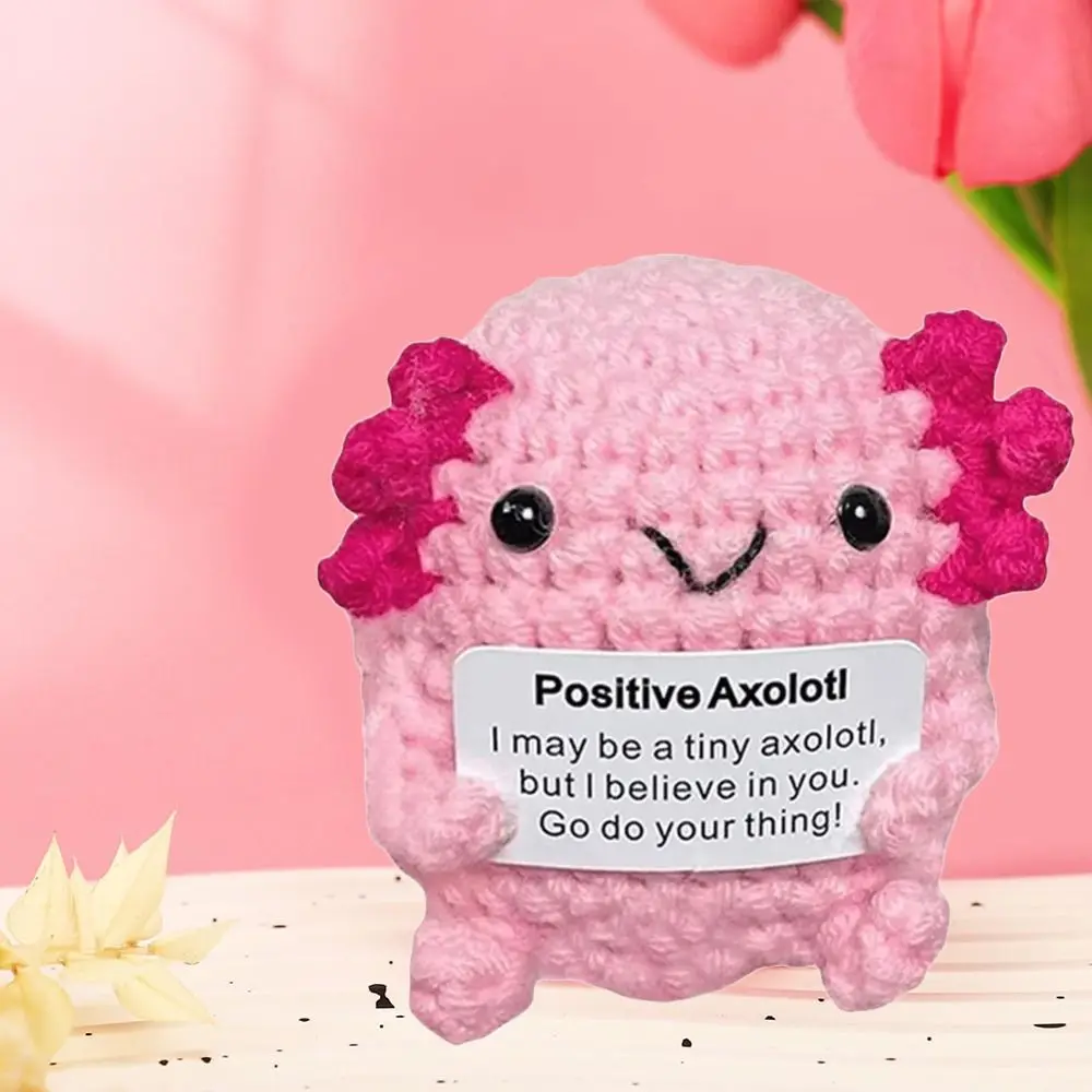 Yarn Positive Crochet Axolotl Emotional Supporting Mini Uplifting Knitting Cute Handmade Inspirational Axolotl Gift