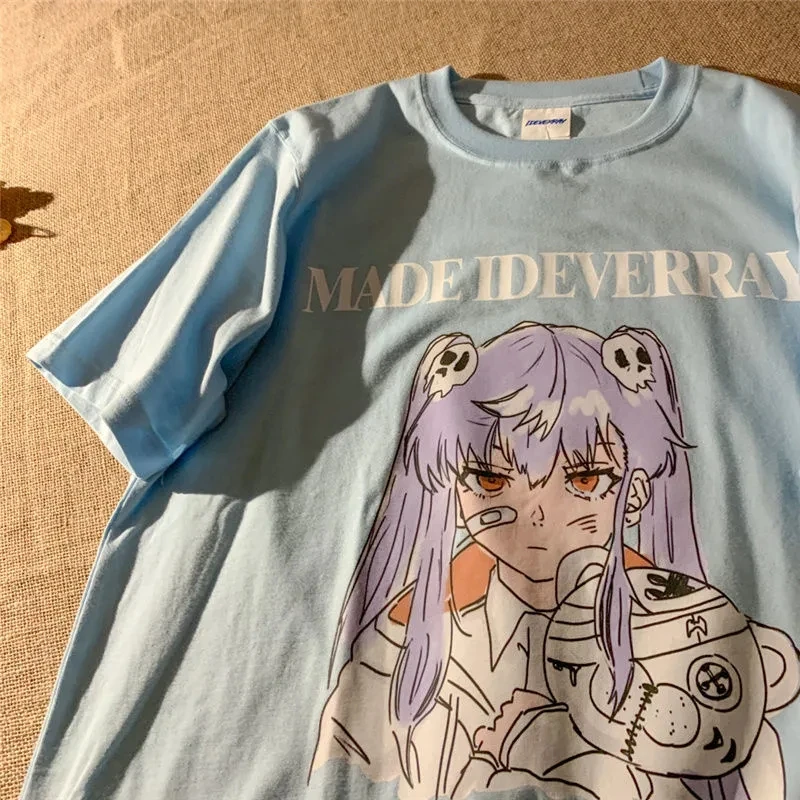 تي شيرت الإناث قميص فاسق التي شيرت المرأة تي شيرت Harajuku قمة Harajuku انمي ياباني شخصية طباعة الكرتون الجرافيك تي شيرت
