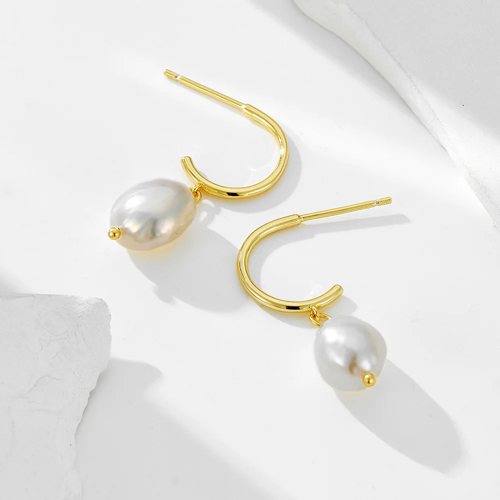 

Withered S925 Sterling Silver Irregular Freshwater Pearl Earrings Earrings Earrings Women's Ear Accessories