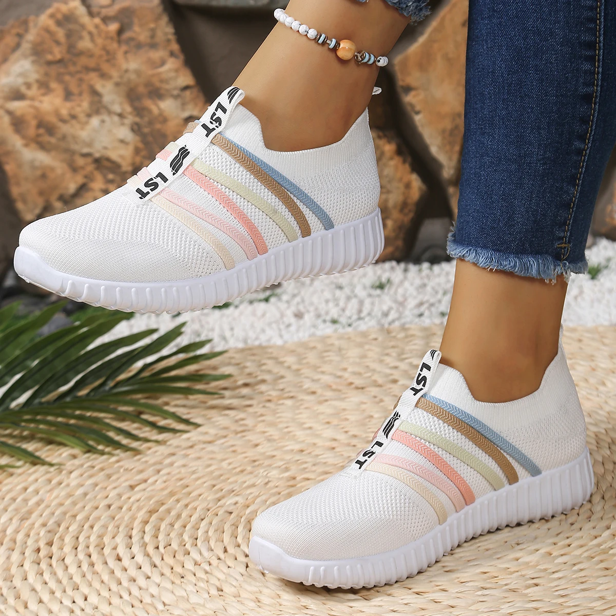 Delicate Rainbow Shoes Ladies Shoes Women's Sneakers Shoes, Women's Stylish Sneakers, Comfortable Daily Outdoor Walking Shoes