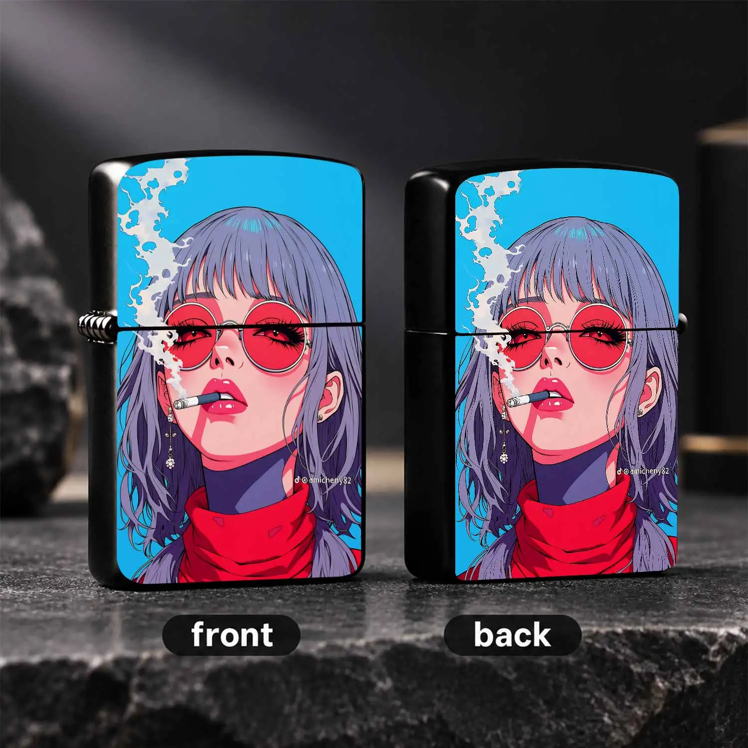 Trendy Retro Illustration Style Portable Lighter, Creative Cyber Aesthetic Girl Pattern Design, Practical Item for Daily Outings Outdoor Gatherings, Unique Stylish Matching Accessory, Exquisite Niche Gift for Friends, Su A Humorous And Inte