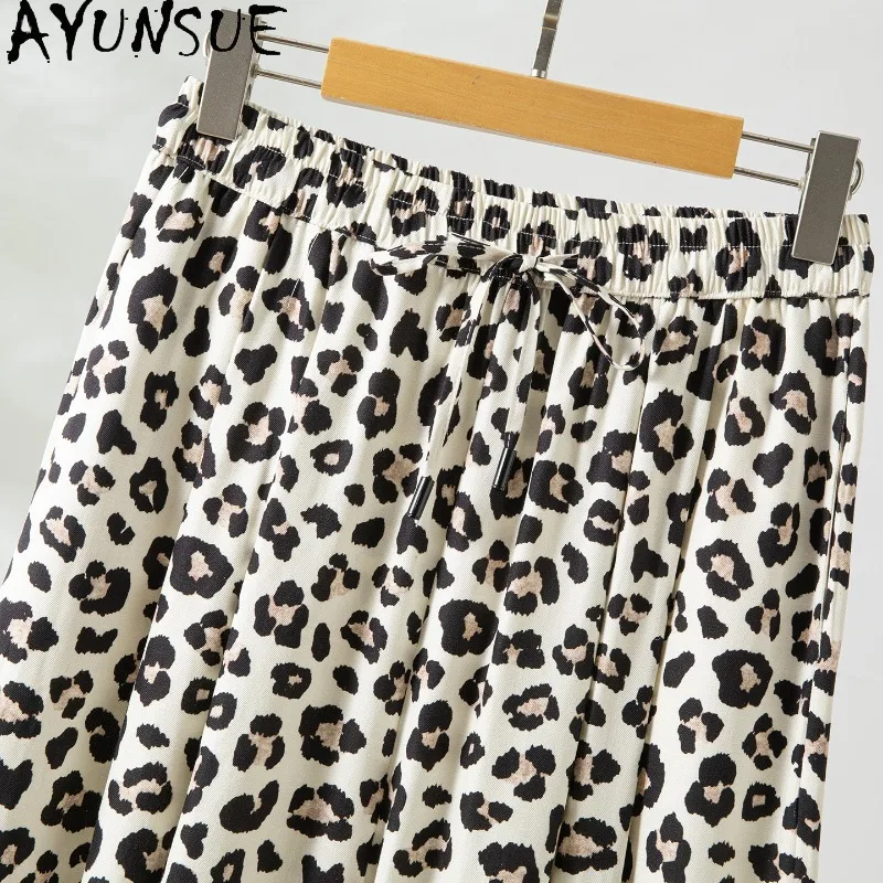 

AYUNSUE 100% Silk Women's Pants Loose Casual Lantern Pants for Woman Stylish High Waist Summer Pants Woman Clothes Брюки Женские