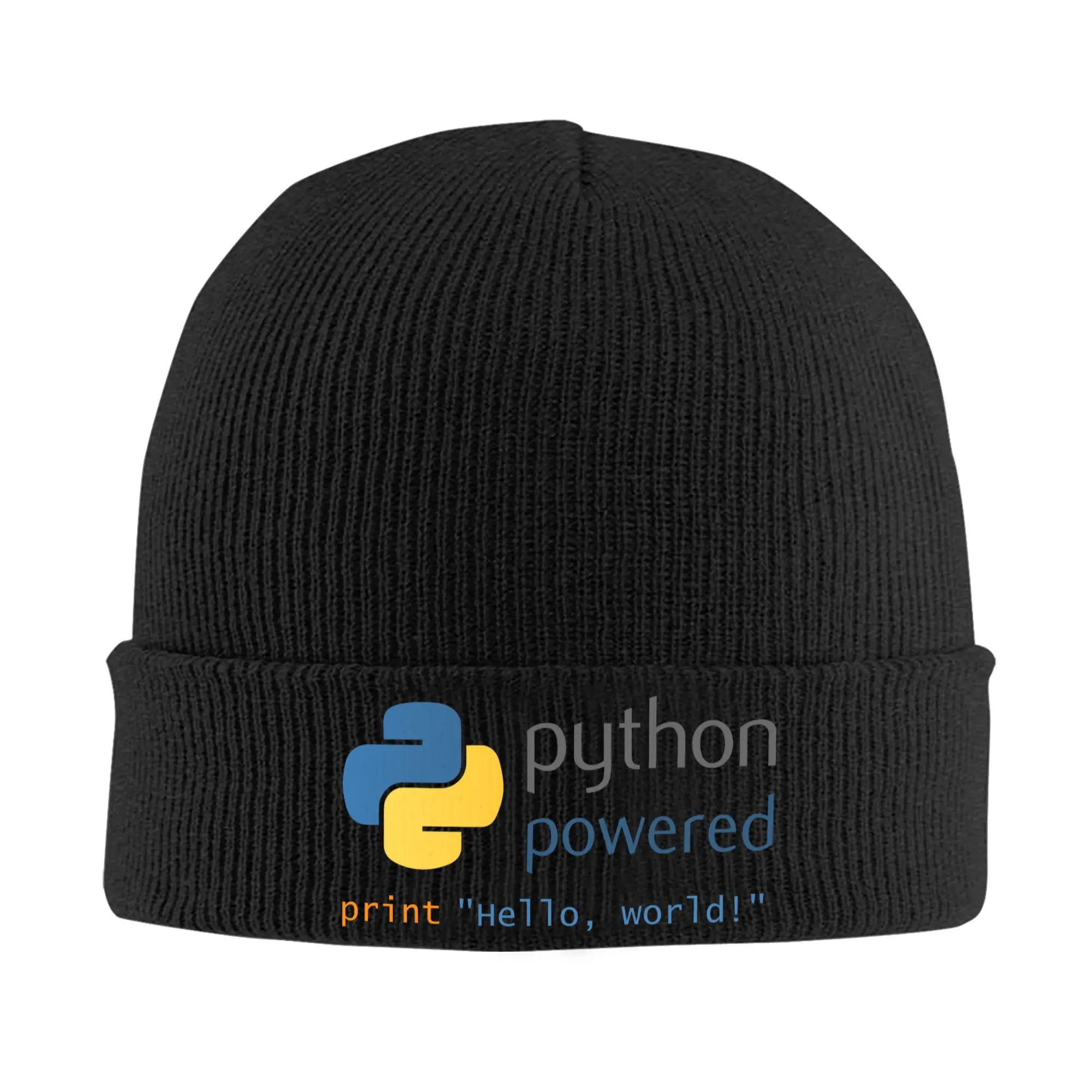 Python Powered Skullies Beanies Caps Winter Warm Knitted Hat Adult Programmer Computer Developer Coder Bonnet Hats Ski Cap