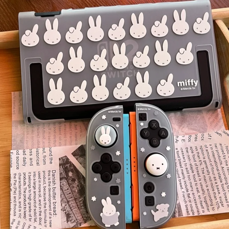 Capa Protetora Geekshare Switch 2 Coelho Fofo Miffy Ns2 Semi Transparente com Capas de Botão, Acessórios de Jogo Anime, Presente