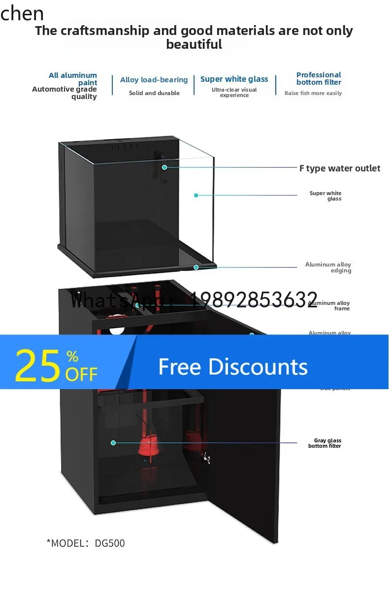 

aluminum alloy small bottom filter ultra-white glass fish tank coral stream ecological tank