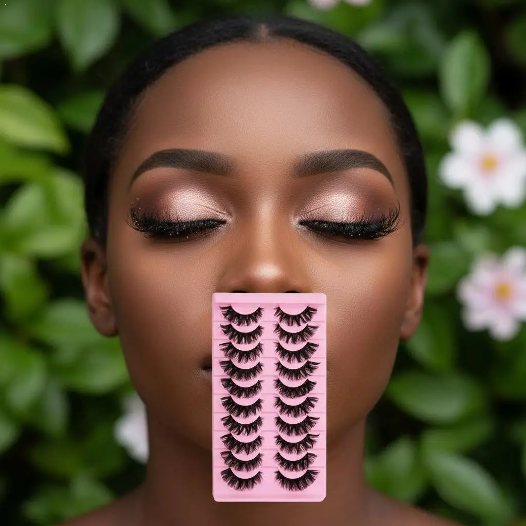 Cat Eye Eyelashes 3D Natural False Lashes Fluffy Soft Cross Clear Band Lashes Manga Lashes Wispy Eyelash Makeup