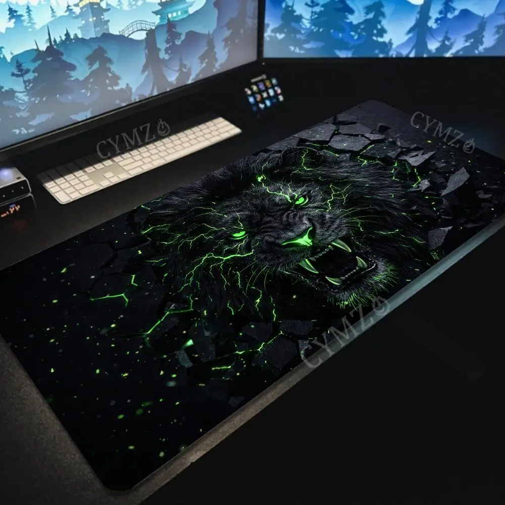 Cyber-style Fierce Lion Design Gaming Mouse Pad Non-Slip Durable Desk Mat Gaming Mats PC Accessories Mousepads Office Carpet