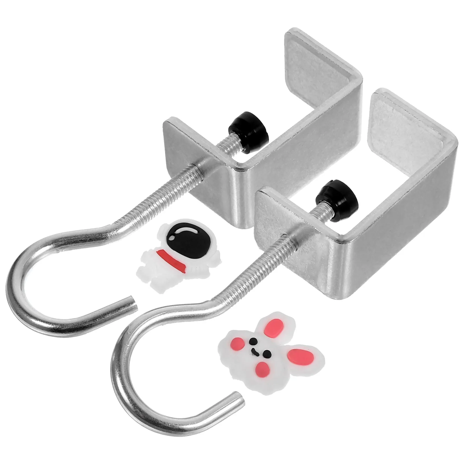 

2Pcs Desk Bag Hanger Large Capacity Adjustable PVC Mount Carbon Steel School Office MultiUse Table Hook Storage Solution