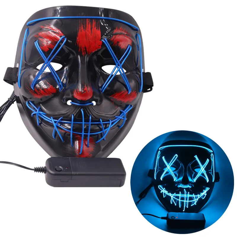 YDD GENIUS Halloween Neon Led Purge Mask  Light Grow in the Dark Halloween Horror Glowing Mask