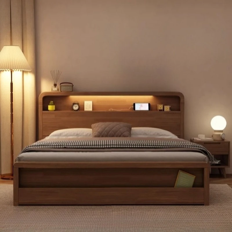 

Wood Single Double Bed With Storage Queen King Size Led Loft Bed Lit Cabane Bedroom Stuff Meuble Chambre Bedroom Furniture
