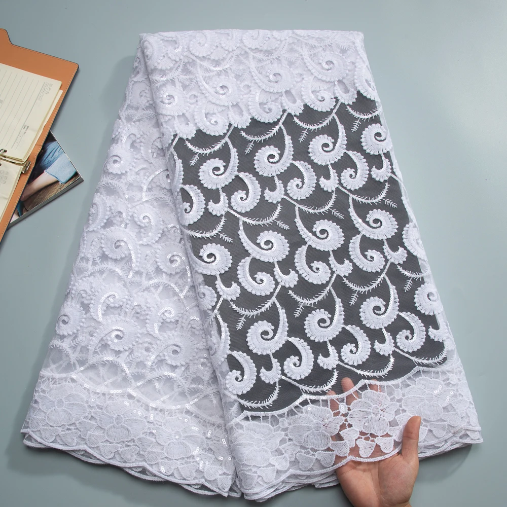 

SJD Milk Silk Lace French Mesh Sequins Lace Fabric 2024 High Quality African Tulle Sequins Milk Silk For Women Wedding Dresses