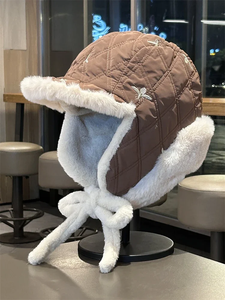 Winter Velvet Lei Feng Hat for Women Cycling Warm Ear Protective Hats Mountain Skiing Flying Cap for Men Outdoor Cold Caps
