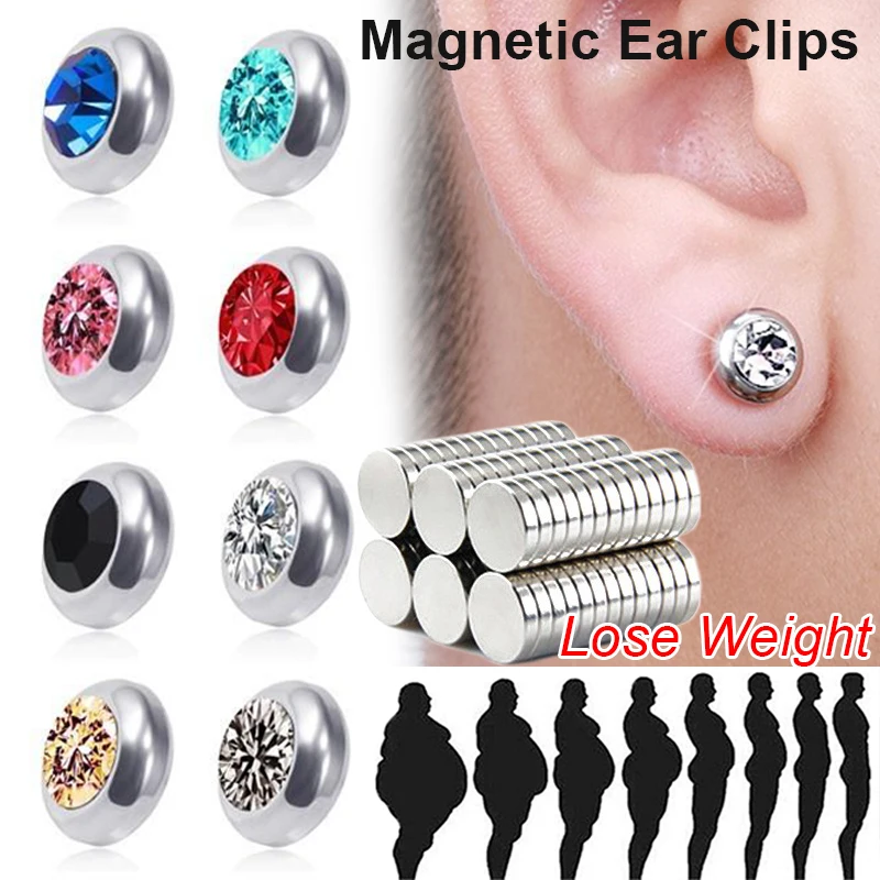 1pair Magnetic Stud Earrings Slimming Weight Loss Earring Stimulating Acupoints Magnet Therapy No Pierced Fake Earring Jewerly