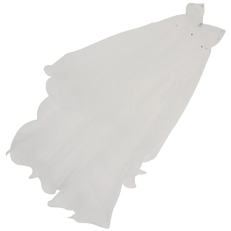 Women Wedding Veil Dress White Bowknot Layers Tulle Ribbon Edge Bridal Veils