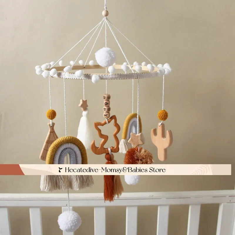 【ต้องมี】Baby Rattles & Mobiles ของเล่นเพื่อการศึกษาไม้การ์ตูนแมวเปลมือถือ ​   ตกแต่งขนาดเล็ก ของเล่นที่ไม่ซ้ําใคร ของใช้เด็ก