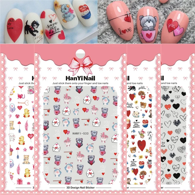 1 Stück Cartoon Nagel aufkleber Bär Anime Aufkleber Nail Art Dekoration DIY Presse auf Nägeln