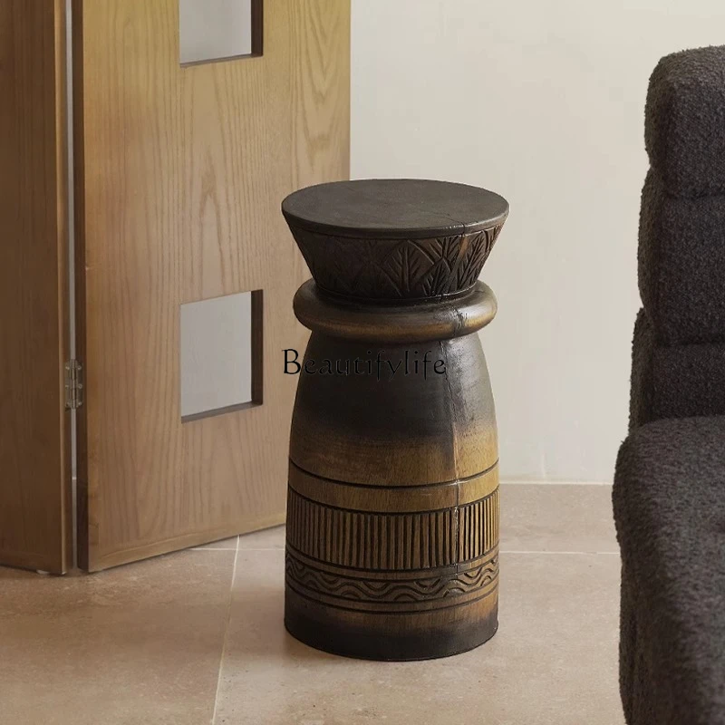 

Imported wabi-sabi retro solid wood pier cylindrical coffee table ornament