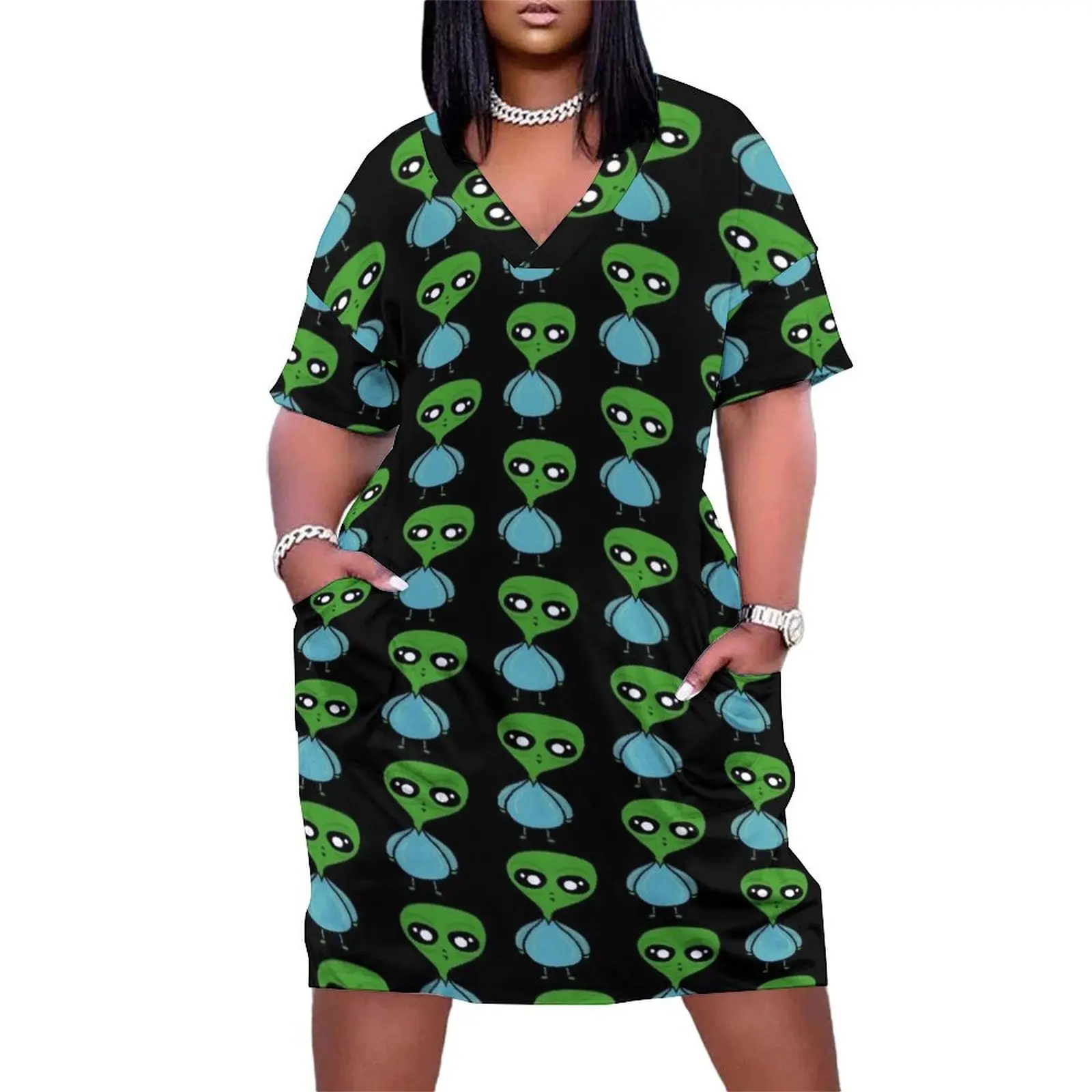 Funny alien Loose Pocket Dress summer dresses women 2025 Evening dresses Woman clothing