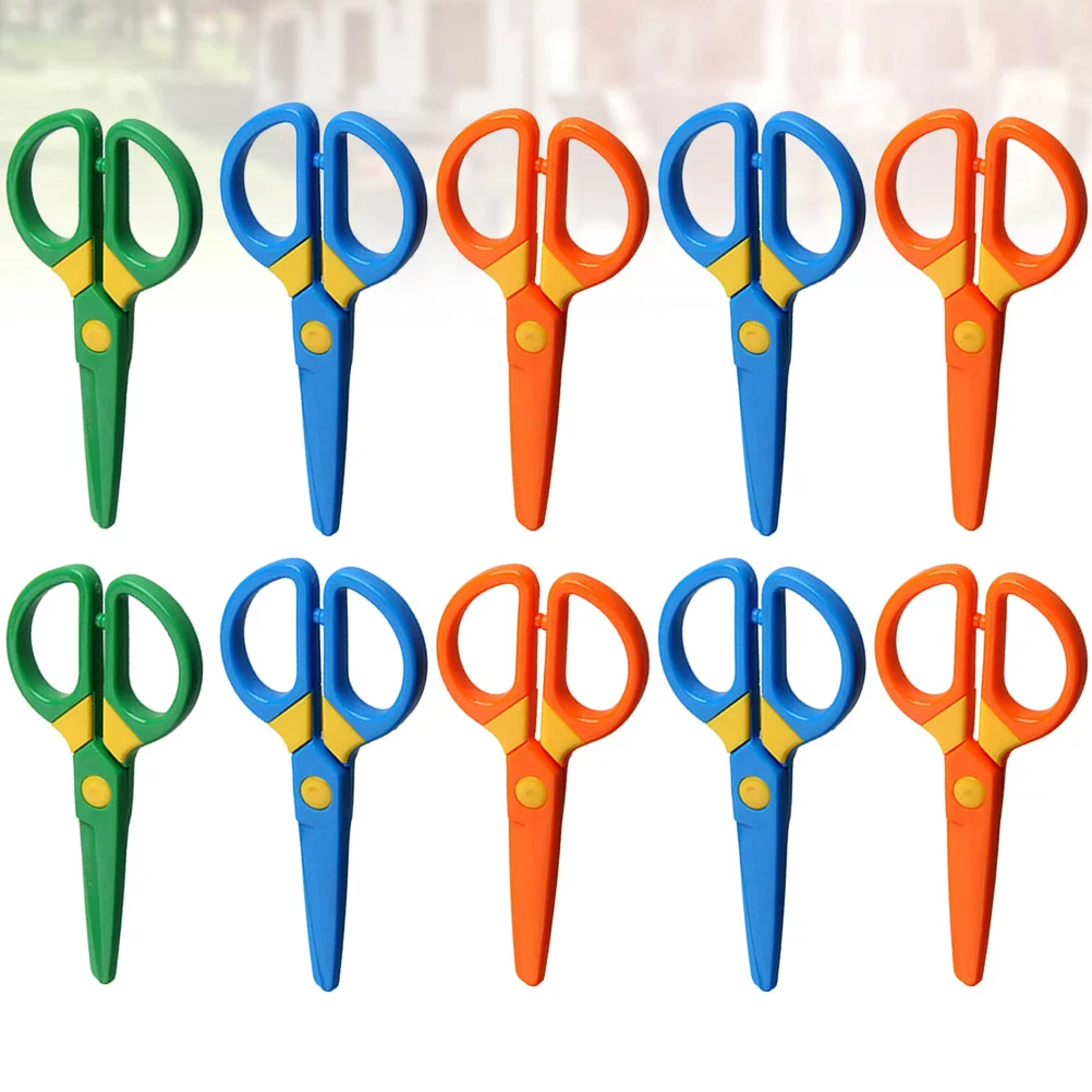 10 個のはさみ安全エッジプラスチッククラフトはさみ DIY アートプロジェクト学校スクラップブッキンググリーティングカード作成軽量
