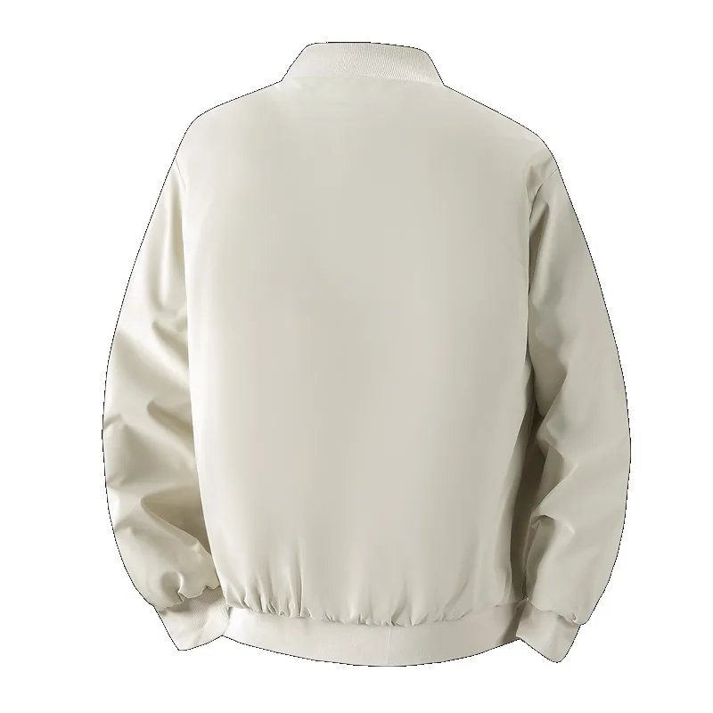 Mens Padded Bomber Jacket Baseball Collar Long Sleeve Zip Up Casual Outerwear in Three Colors for Autumn Winter Everyday Wear