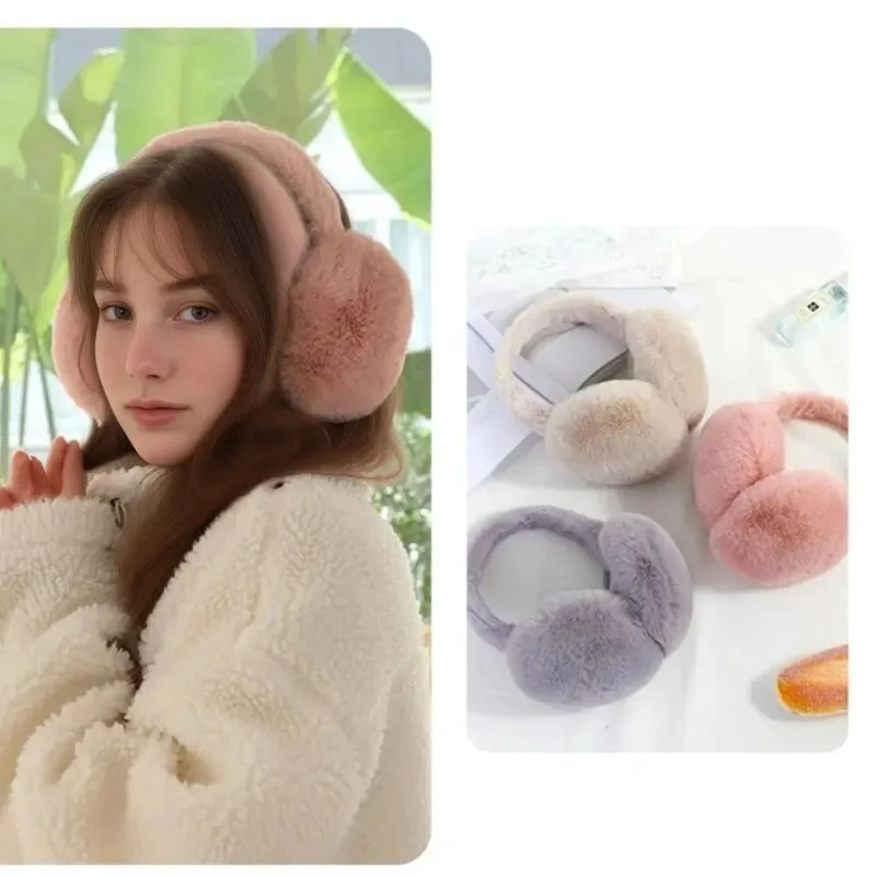 Solid Color Soft Plush Ear Warmer Winter Warm Earmuffs Fashion  Ear Cover Outdoor  Folding Earflap Cold Protection Ear-Muffs