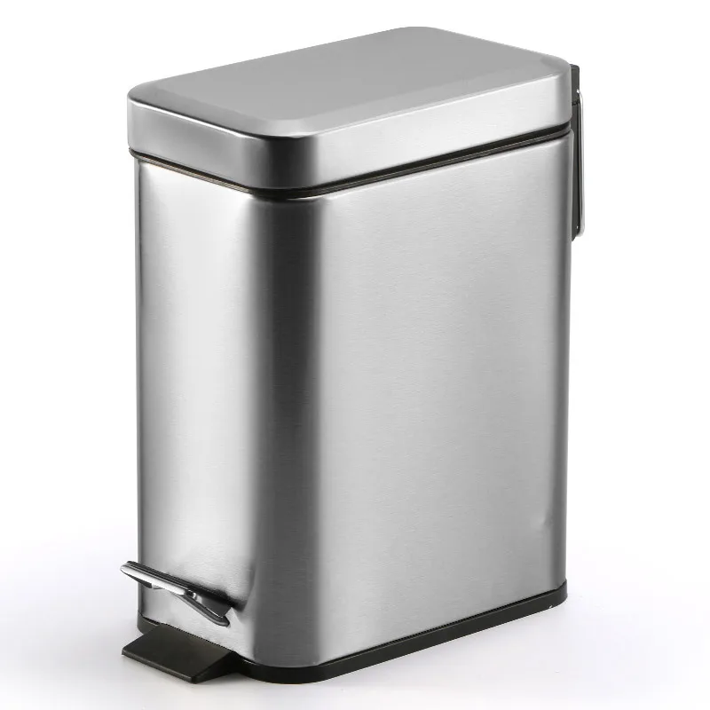 Stainless Steel Pedal Trash Can,Silent Trash Storage Bucket,Bathroom,Living Room,Kitchen,Yard,Outdoor Garbage Bin,5L