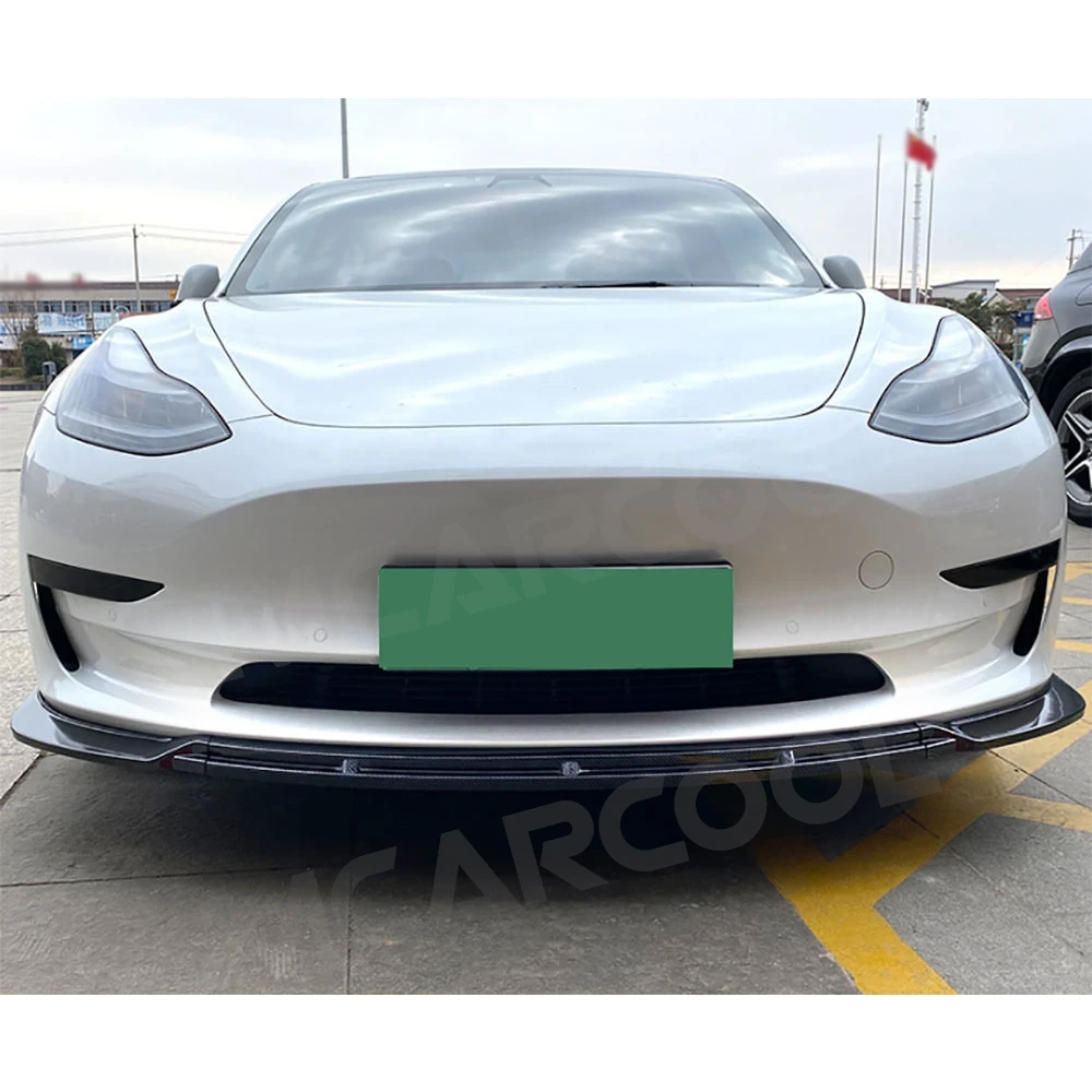 ABS Front Bumper Lip Spoiler Chin Splitter For Tesla Model 3 2017+ M Style Front Chin Spoiler Lower Body Kit Splitter Cover