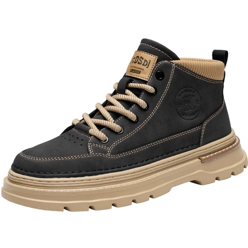 

Plus Size 45-50 High Quality Men High Top Boots New Casual Work Shoes Non-slip Thick Sole Warm Ankle Boots for Men Daily Outdoor