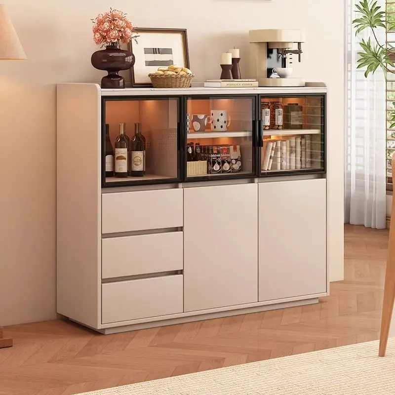 Solid wood dining side cabinet, living room integrated against the wall tea cabinet, modern simple household floor storage