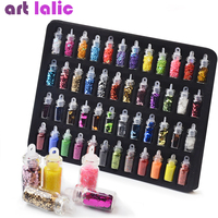 Artlalic 48 Bottles Nail Art Rhinestones Beads Sequins Glitter Tips Decoration Tool Gel Nail Stickers Mixed Design Case Set