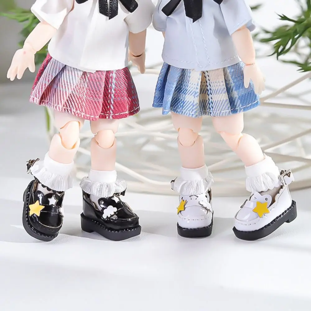 

1 pair Mini Clothes PU Leather OB11 Uniform Shoes DIY Lightweight DOD Yunduoxing Shoes Mini 1:12 Mini Leather Boots Clay