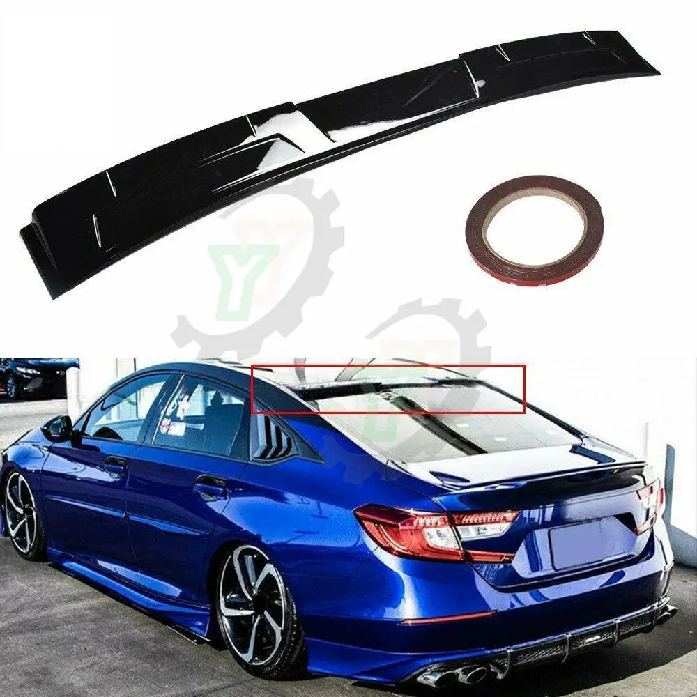 Carbon Fiber Look/Gloss Black Car Rear Window Roof Wing Spoiler Wing Refit Trim For Honda Accord 10th Gen 2018 2019 2020