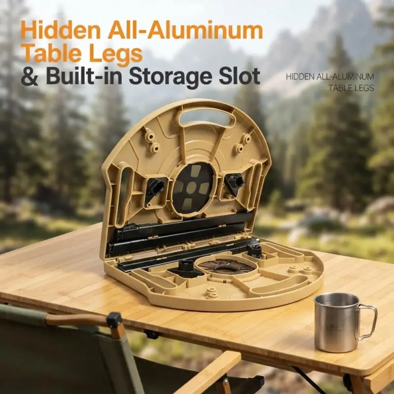 Ultralight Portable Small Folding Tactical Camping Table with Modular Interlocking Design ABS Tabletop for Outdoor Picnic